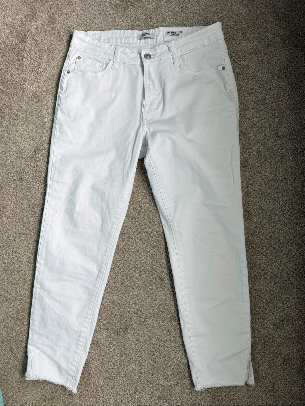 Effortless Skinny Crop White Straight-Leg Capri with Raw Hem size 4/27